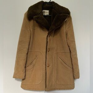 Dillards Corduroy Mens Faux Fur Wood Collard Button Barn Coat Heavy Outdoor Lg